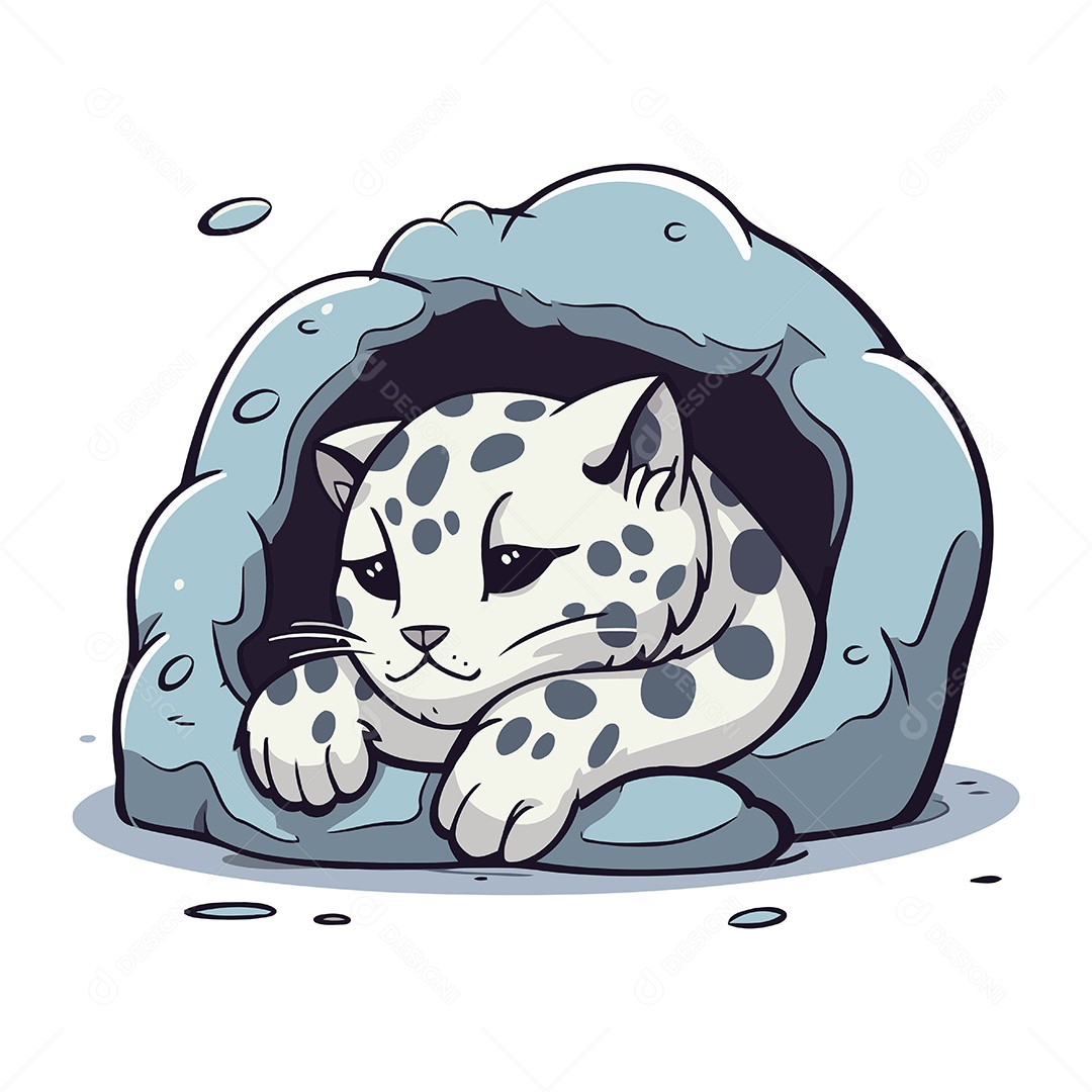 Leopardo Fofo de Desenho Animado Ilustração Vetor EPS