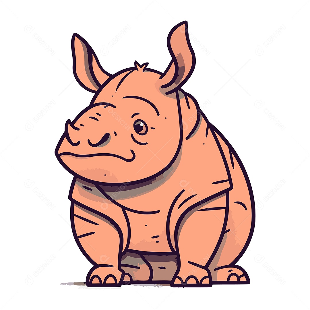 Rinoceronte de Desenho Animado Ilustração Vetor EPS