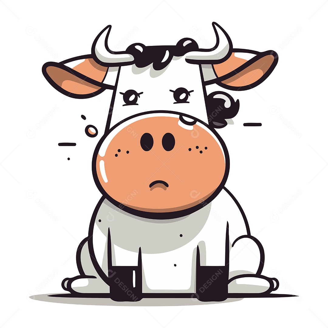Vaca de Desenho Animado Ilustração Vetor EPS