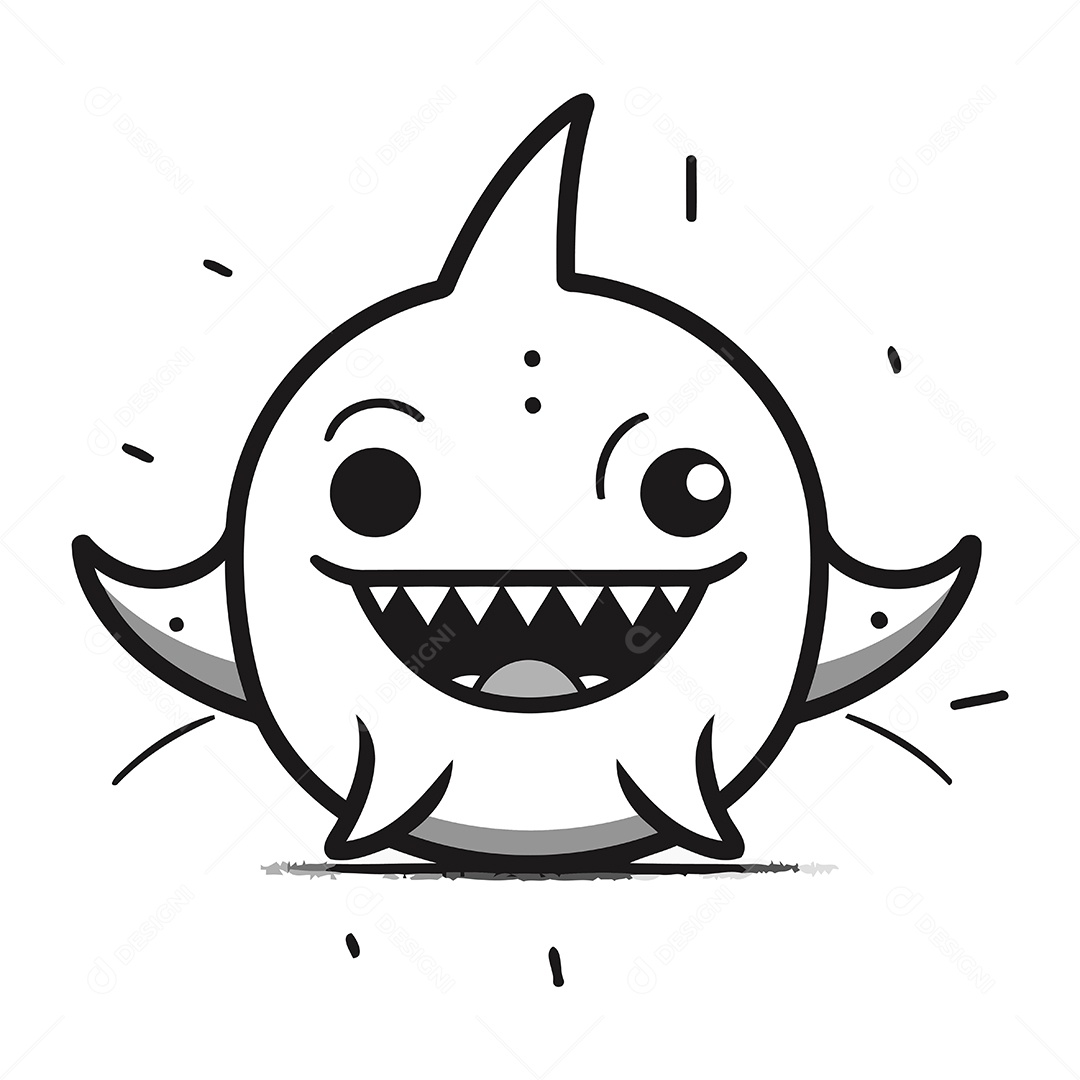 Tubarão de Desenho Animado Ilustração Vetor EPS