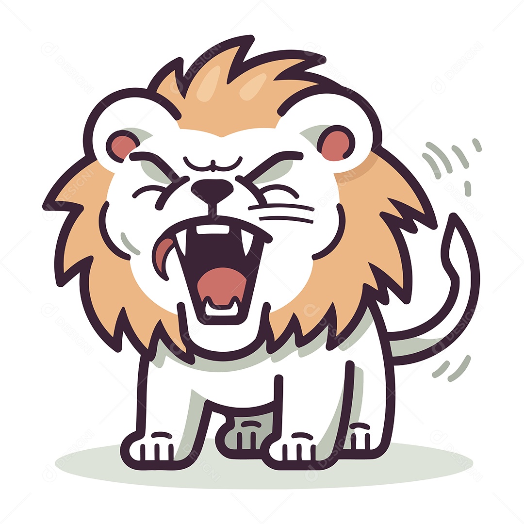 Leão de Desenho Animado Ilustração Vetor EPS