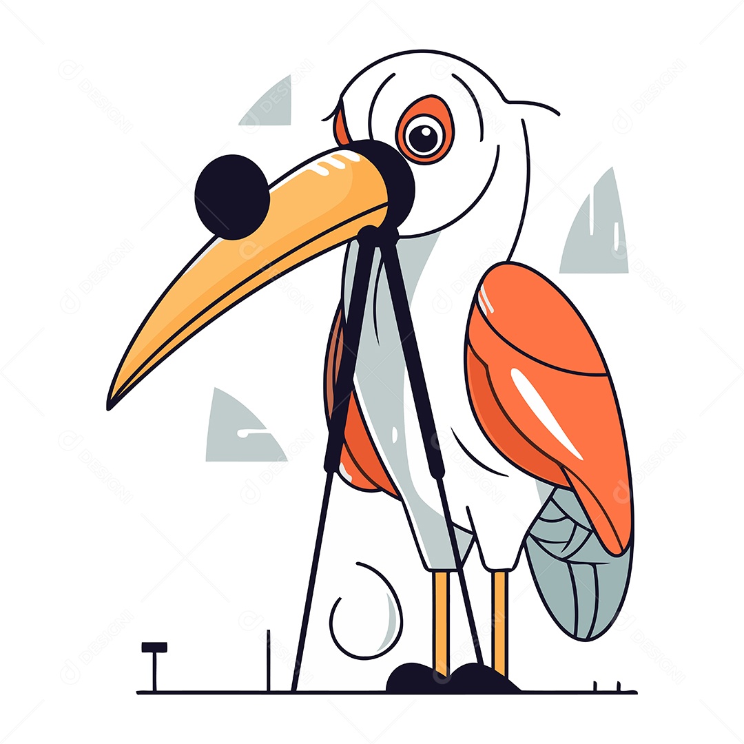Pelicano de Desenho Animado Ilustração Vetor EPS