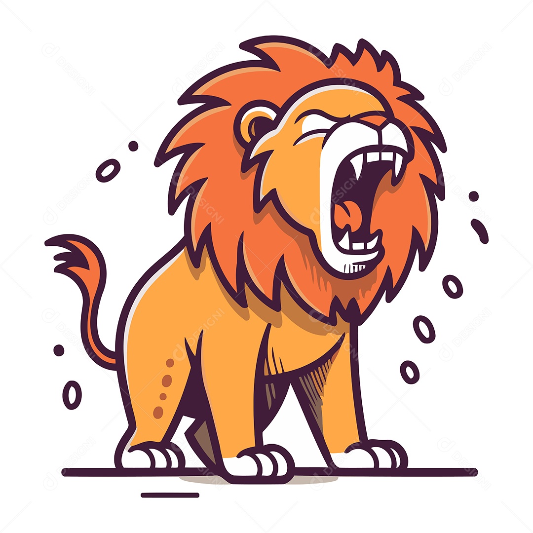 Leão de Desenho Animado Ilustração Vetor EPS