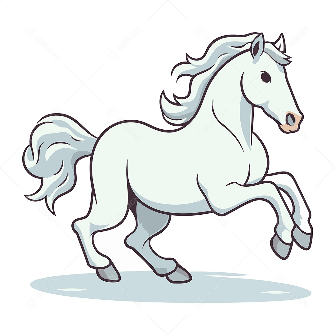 Cavalo Branco Correndo Ilustração Vetor EPS