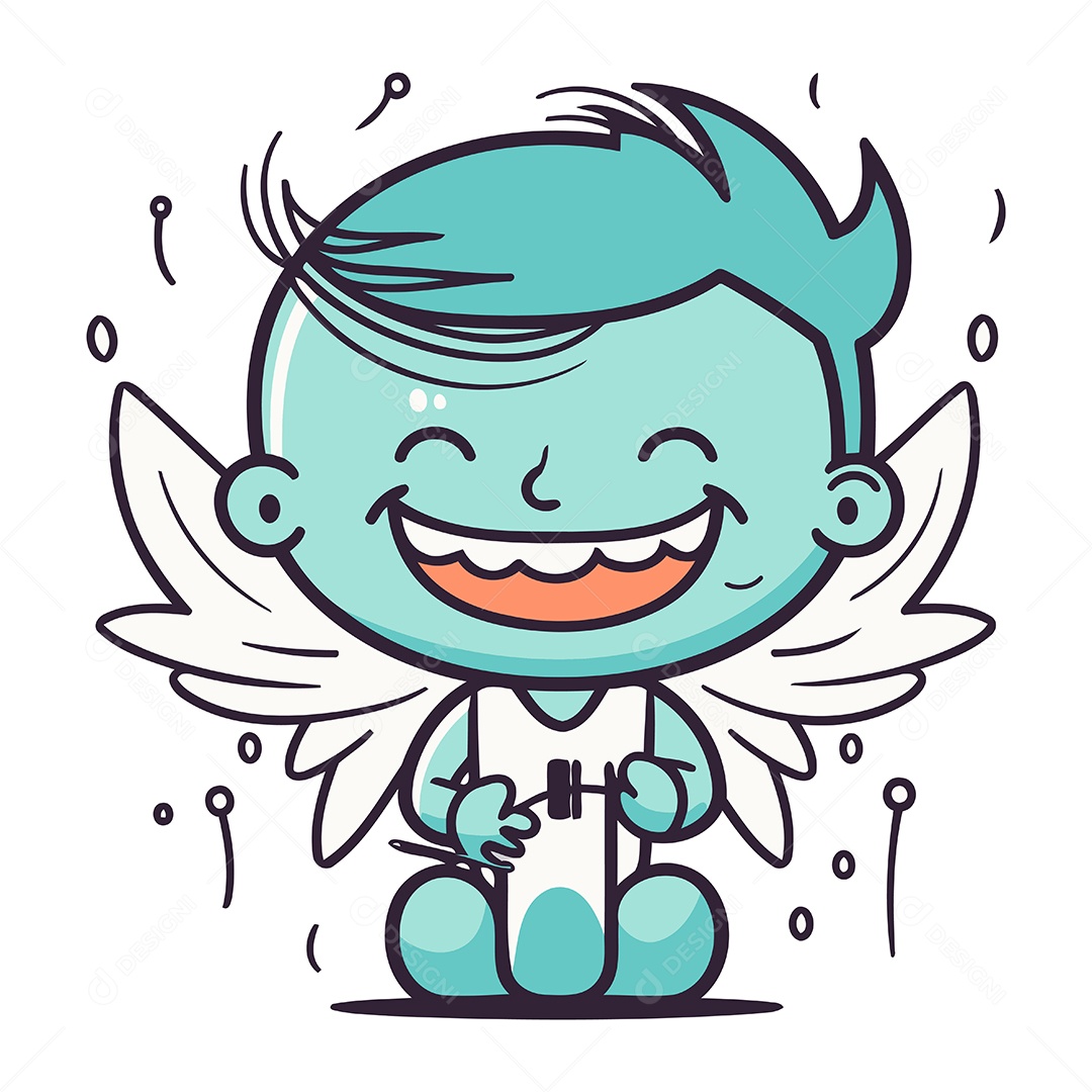 Menino com Asas de Anjo Ilustração Vetor EPS