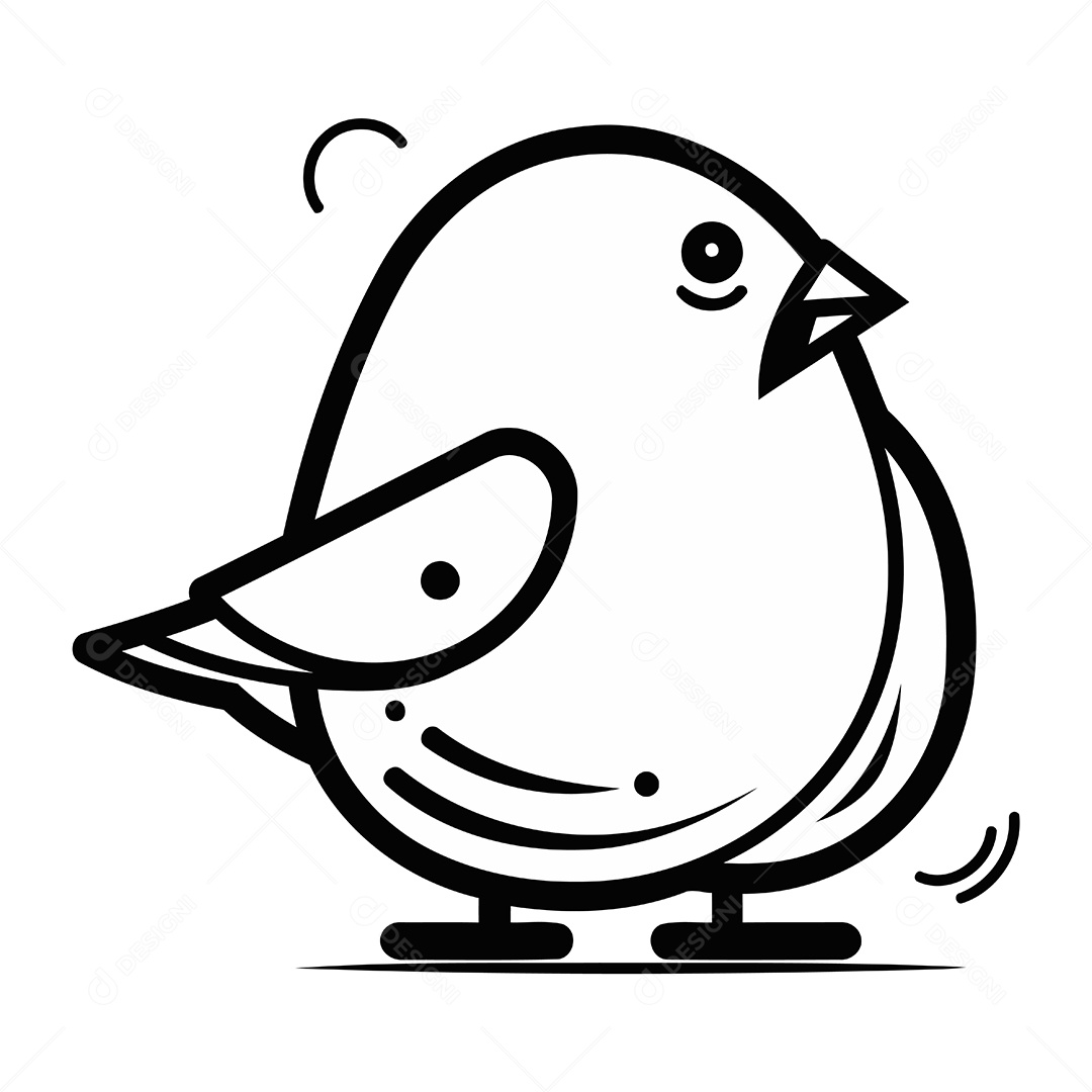 Passarinho Fofo de Desenho Animado Ilustração Vetor EPS