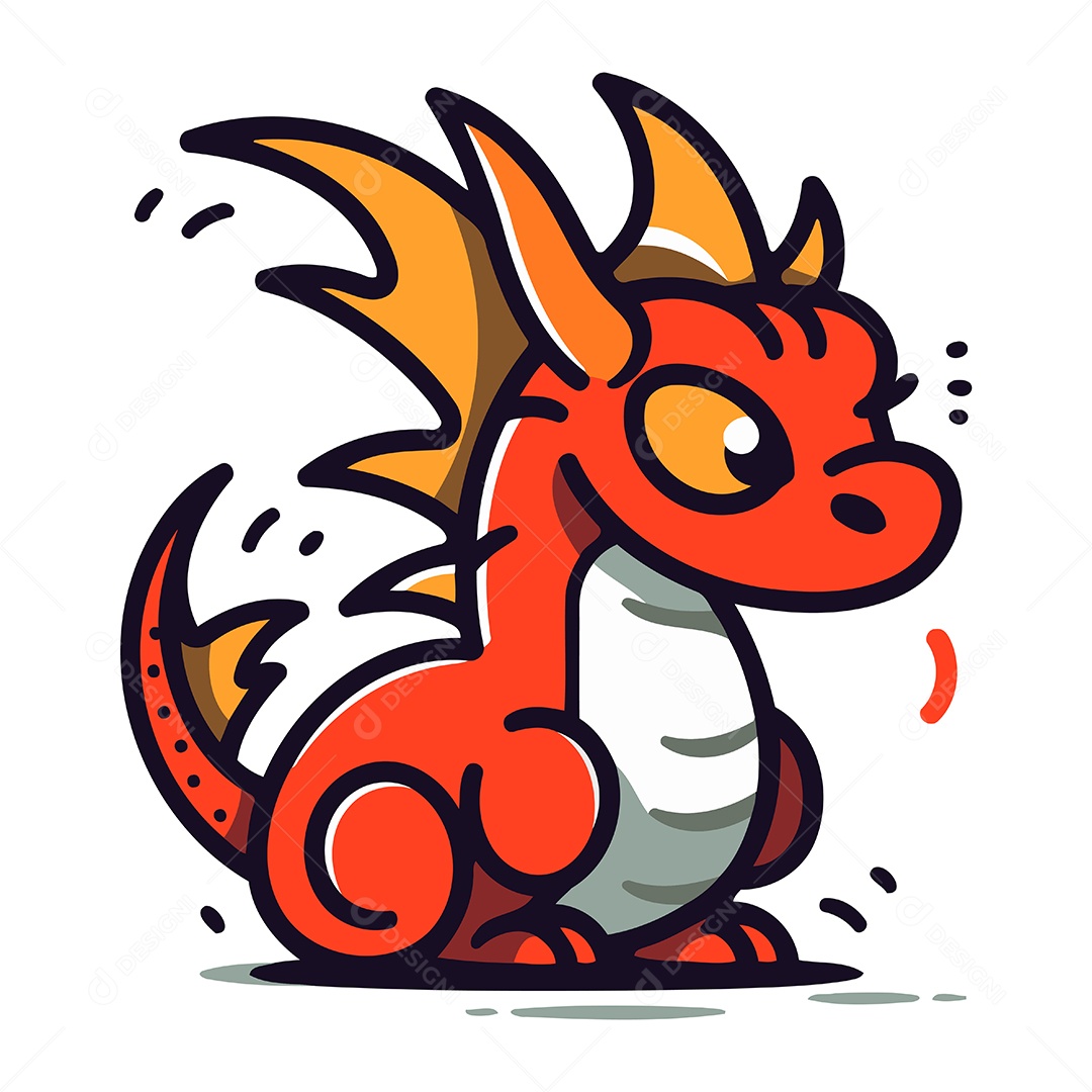 Dragão de Desenho Animado Ilustração Vetor EPS