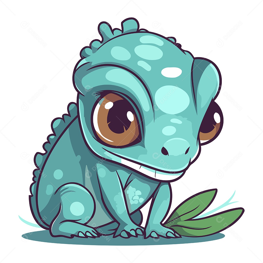 Camaleão Fofo de Desenho Animado Ilustração Vetor EPS