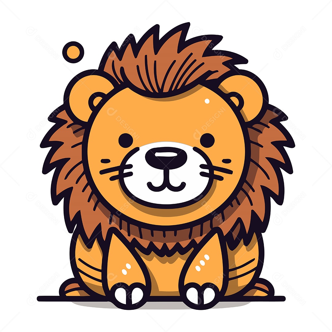 Leão de Desenho Animado Ilustração Vetor EPS