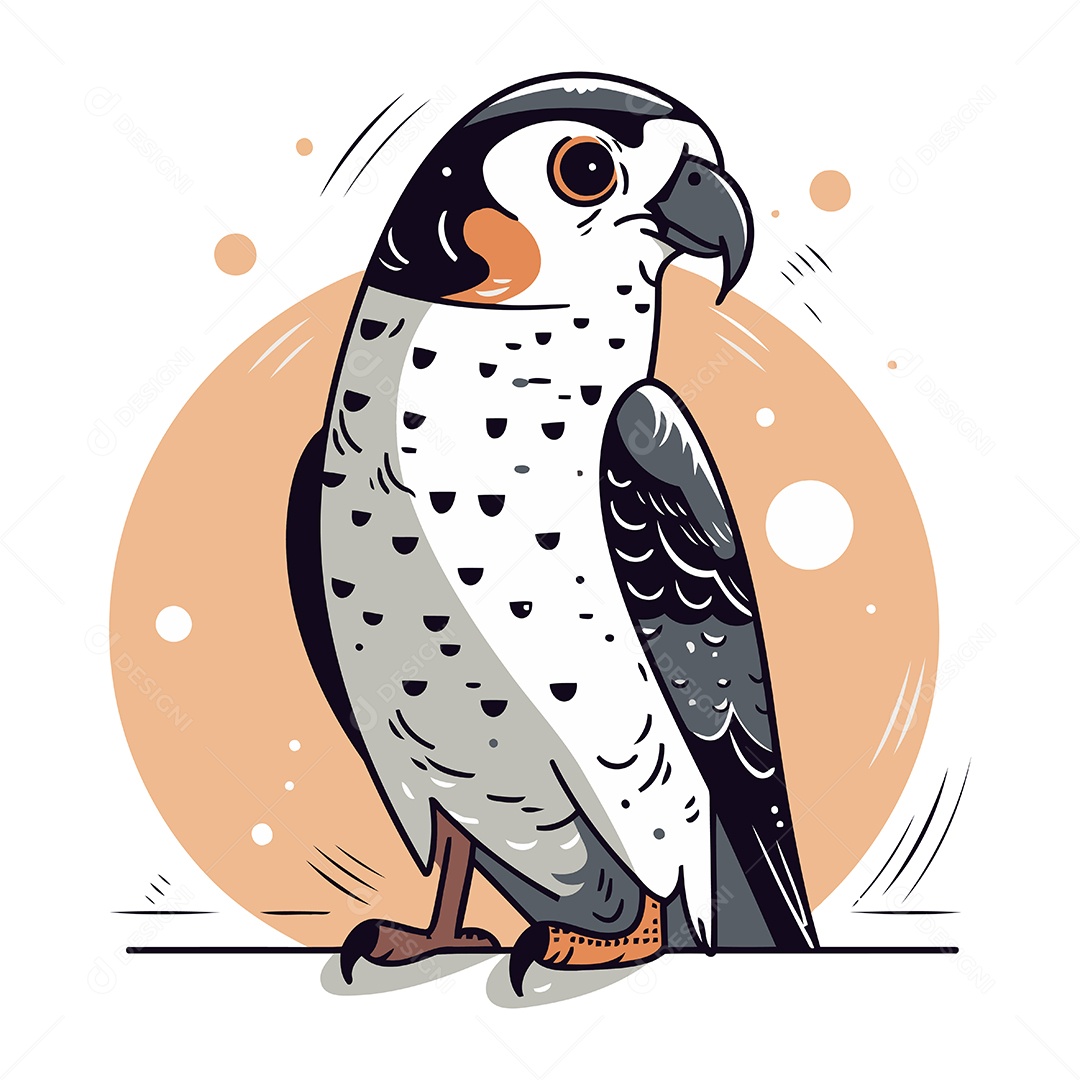 Falcão Peregrino de Desenho Animado Ilustração Vetor EPS