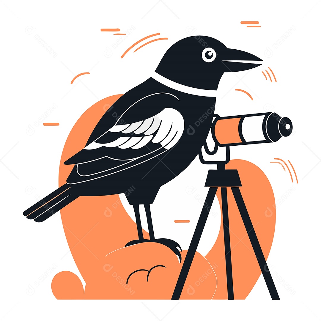 Corvo e Telescópio Ilustração Vetor EPS