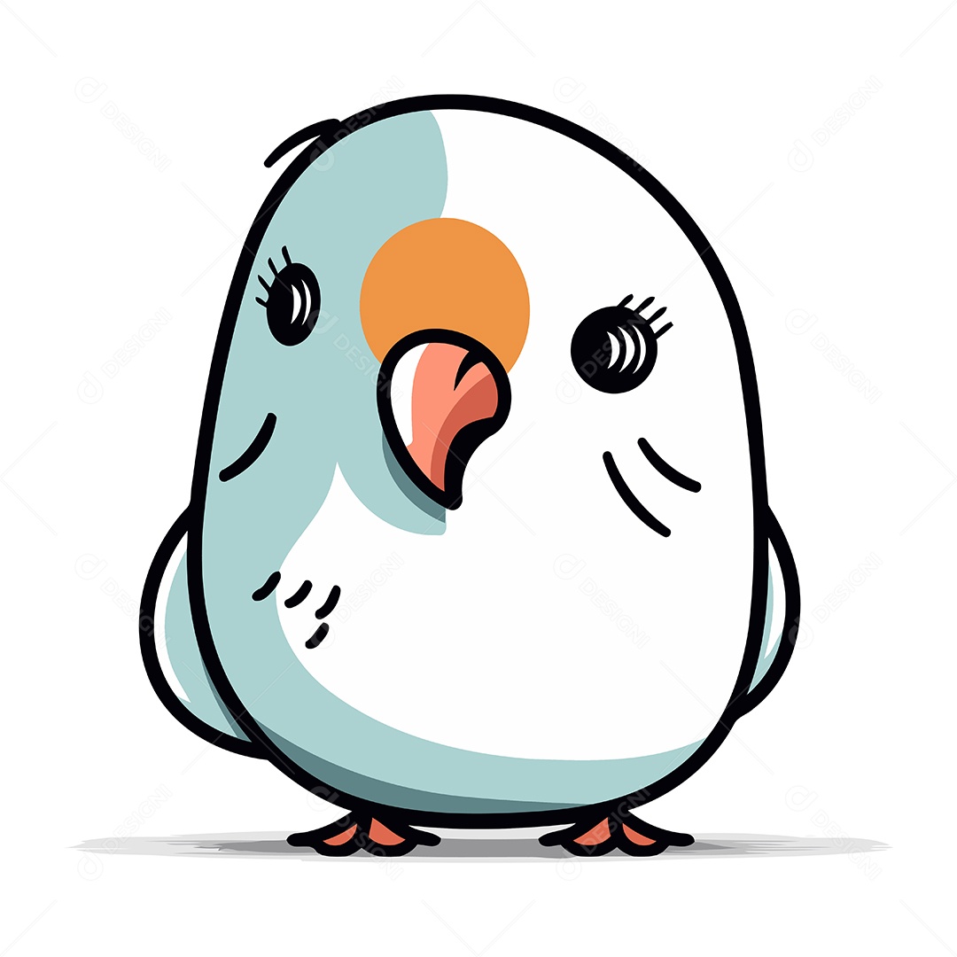 Periquito Fofo de Desenho Animado Ilustração Vetor EPS