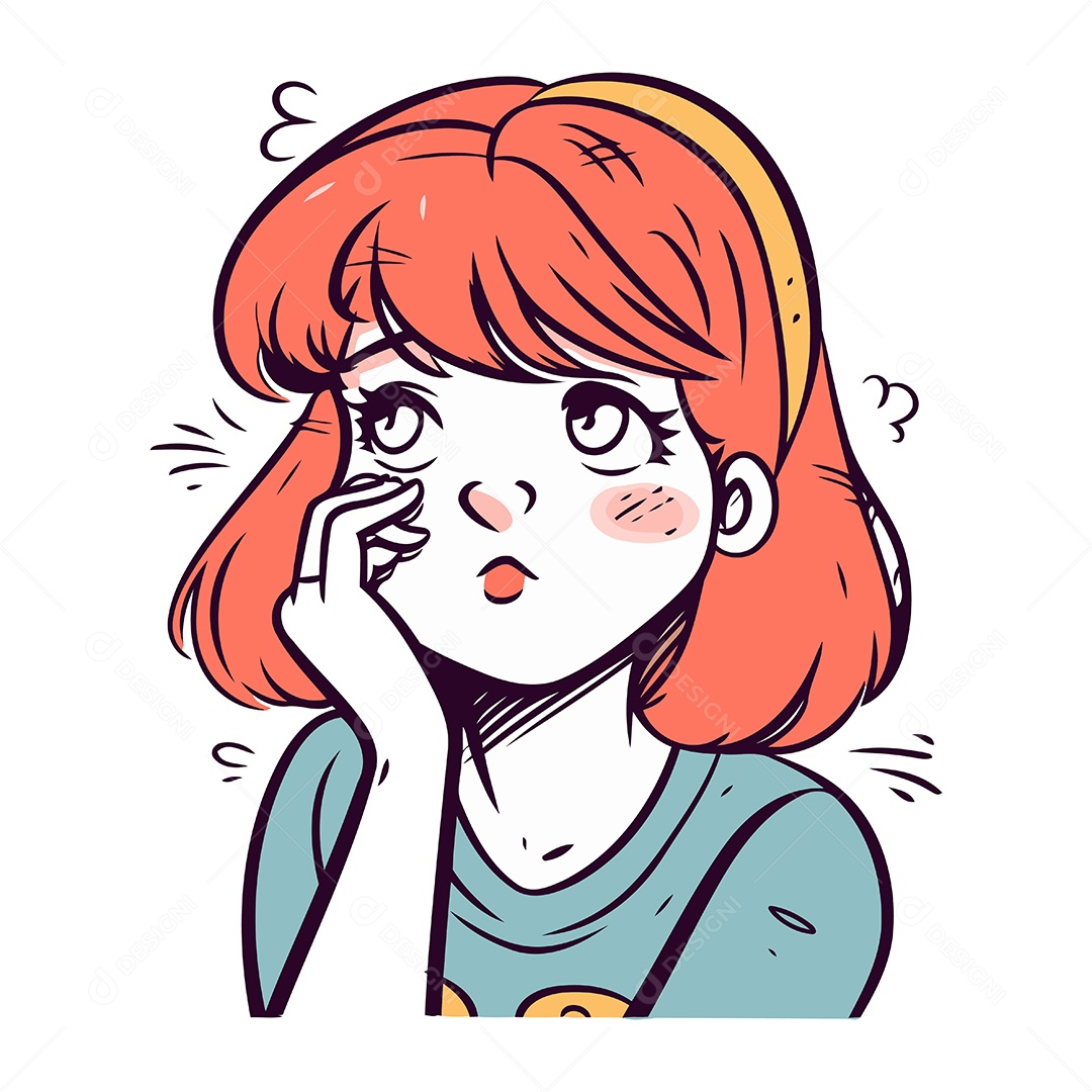 Jovem Ruiva de Desenho Animado Ilustração Vetor EPS