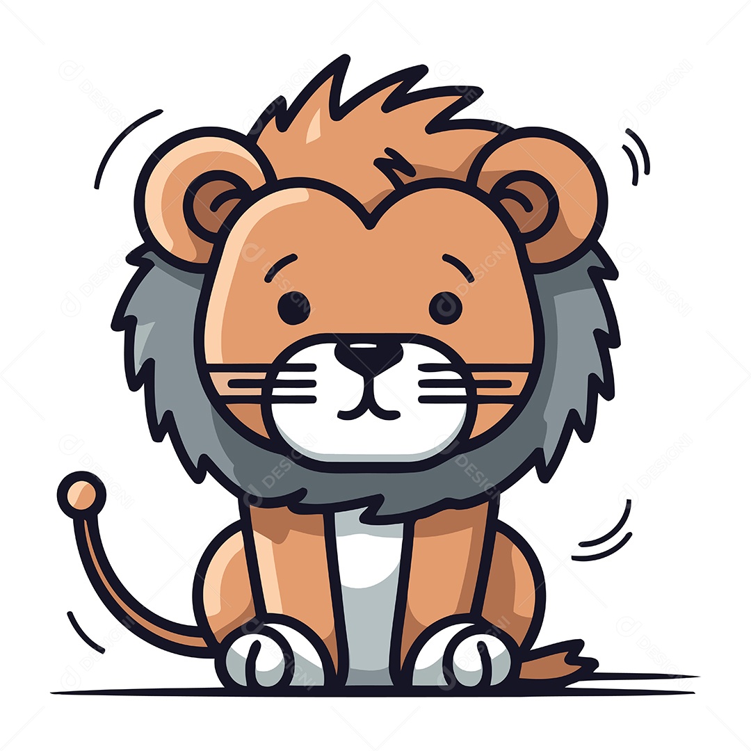 Leão de Desenho Animado Ilustração Vetor EPS
