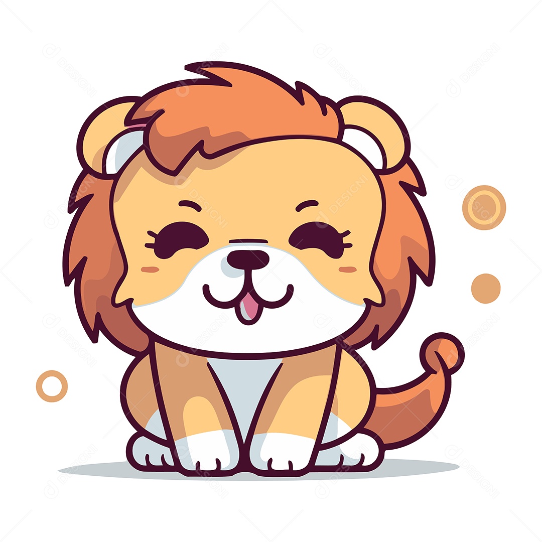 Leão Fofo de Desenho Animado Ilustração Vetor EPS