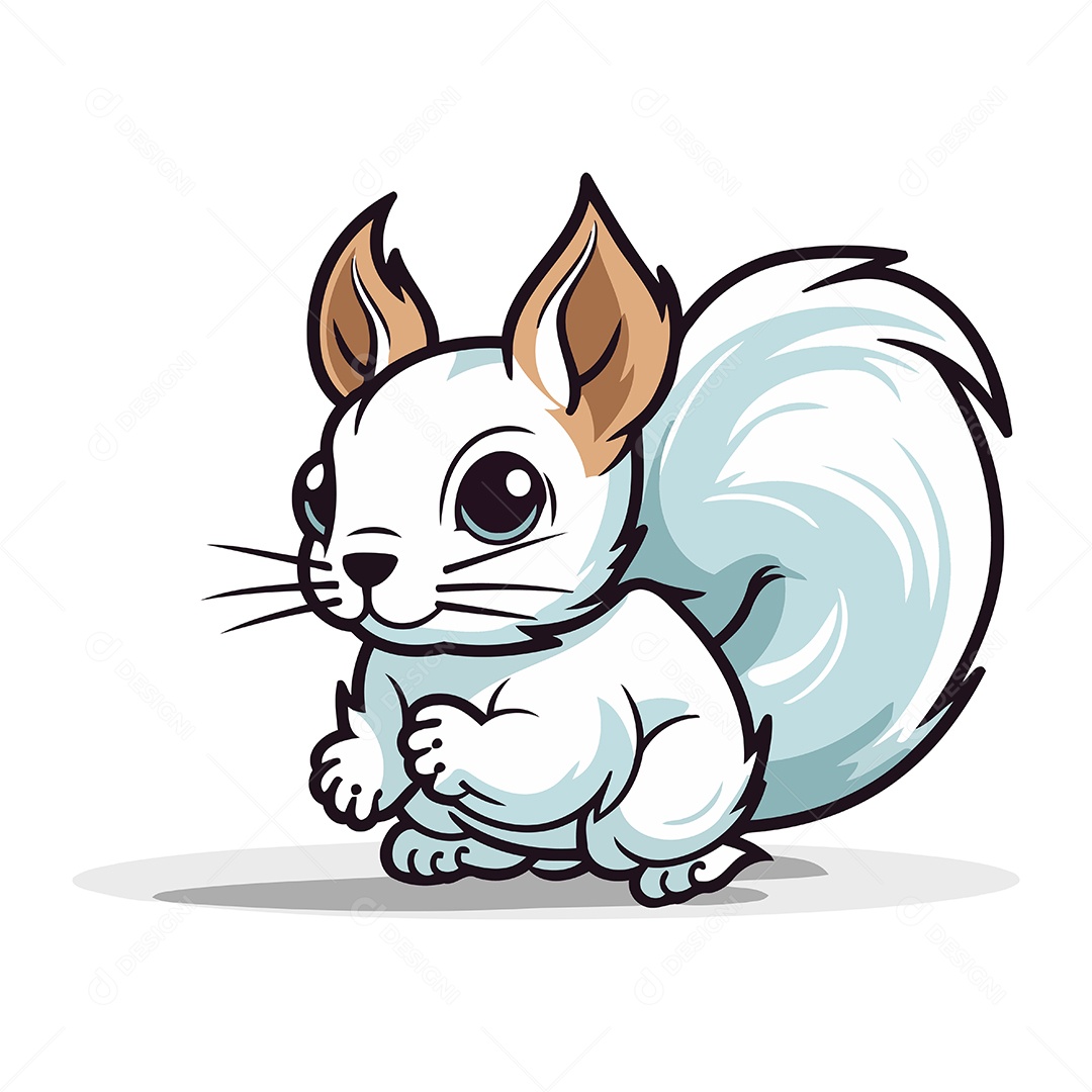 Esquilo Fofo de Desenho Animado Ilustração Vetor EPS