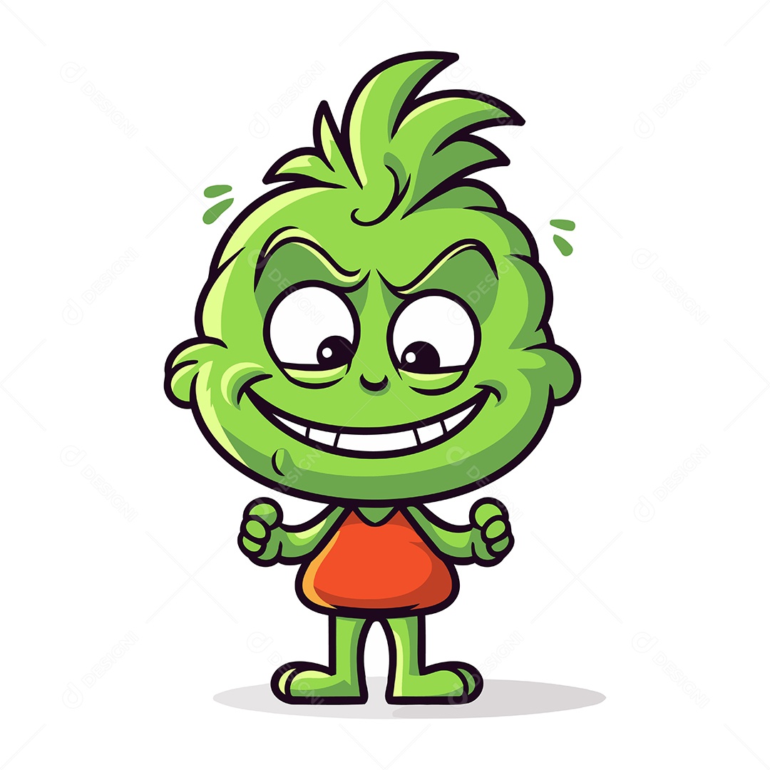 Monstro Verde de Desenho Animado Ilustração Vetor EPS