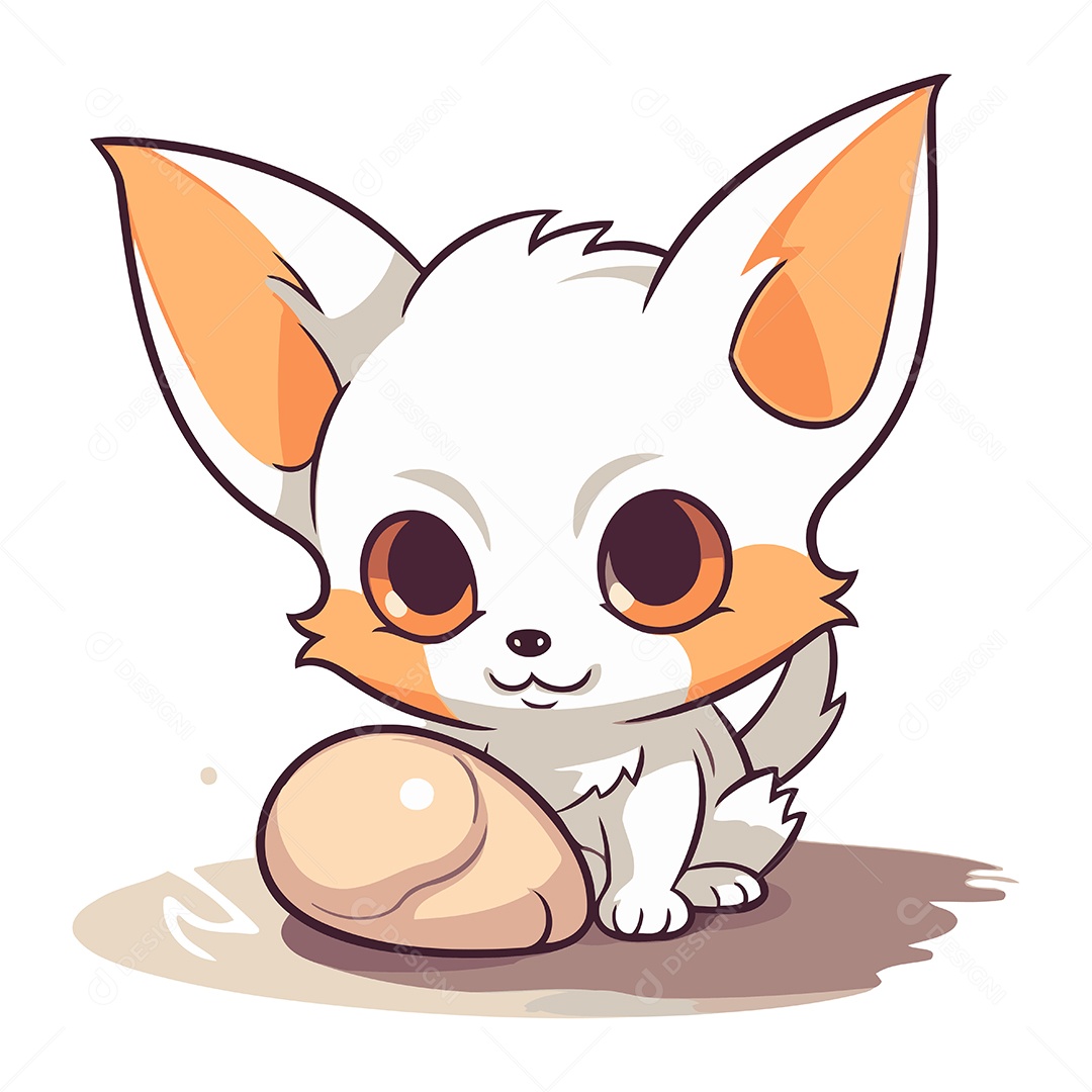 Raposinha Fofa de Desenho Animado Ilustração Vetor EPS