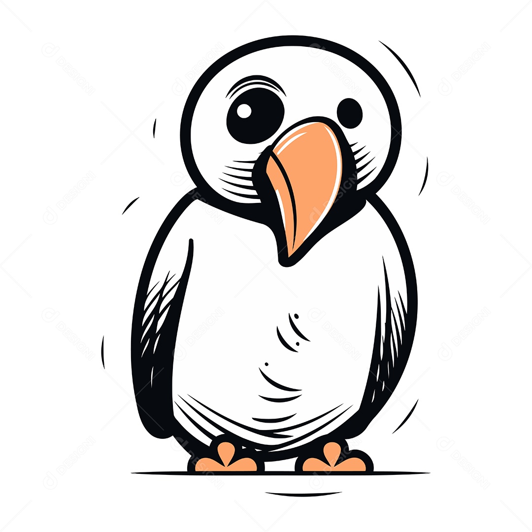 Pinguim de Desenho Animado Ilustração Vetor EPS