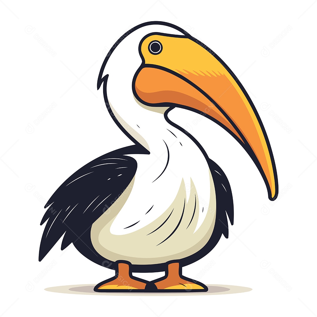 Pelicano de Desenho Animado Ilustração Vetor EPS