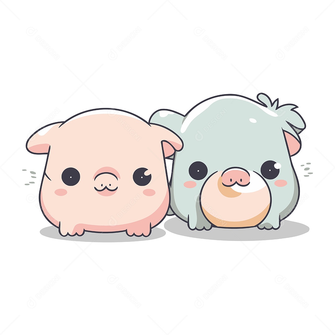 Porcos de Desenho Animado Ilustração Vetor EPS