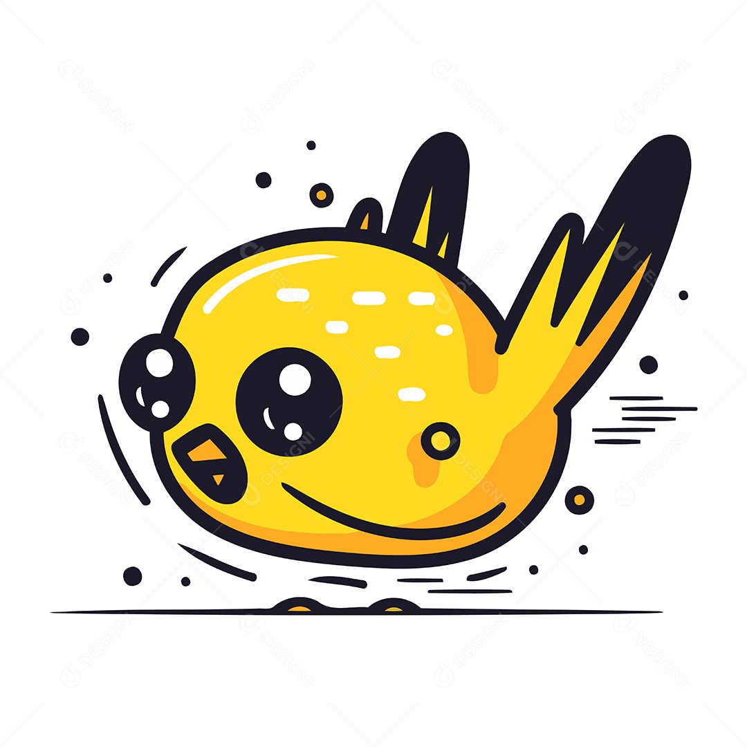 Pássaro Amarelo Engraçado Ilustração Vetor EPS