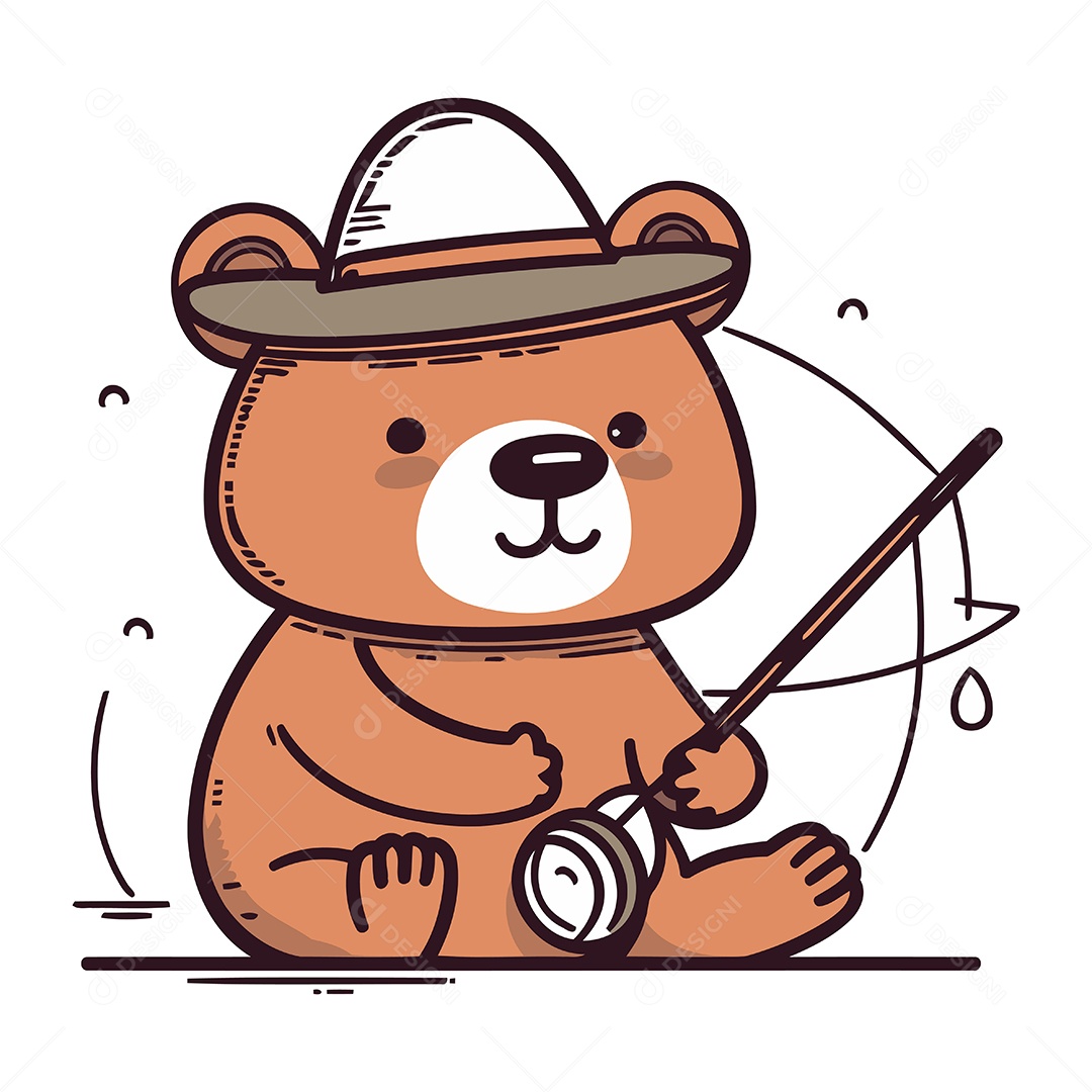Urso de Desenho Animado com um Chapéu Ilustração Vetor EPS