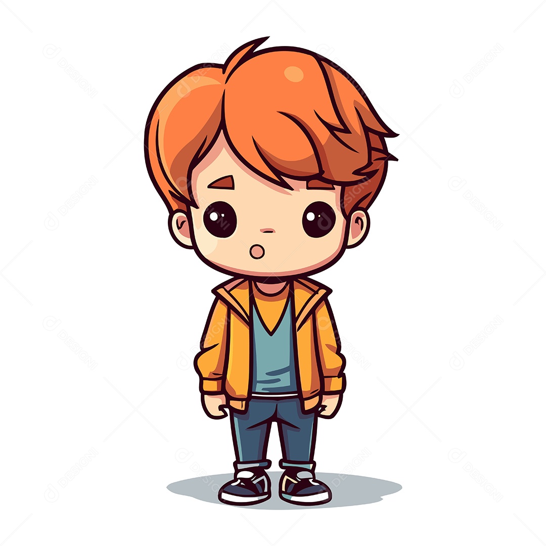 Menino Bonitinho de Desenho Animado Ilustração Vetor EPS