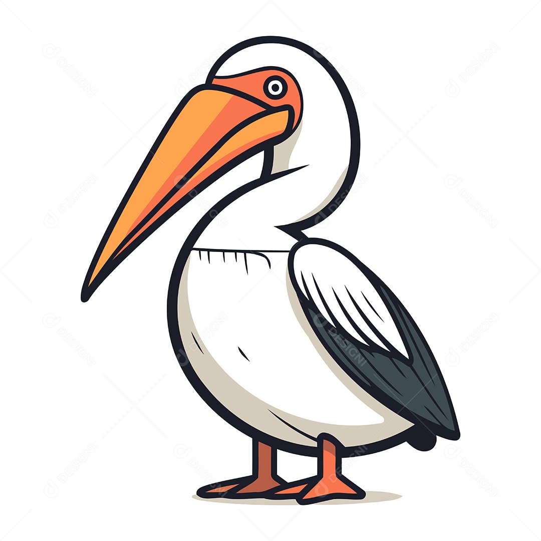 Pelicano de Desenho Animado Ilustração Vetor EPS