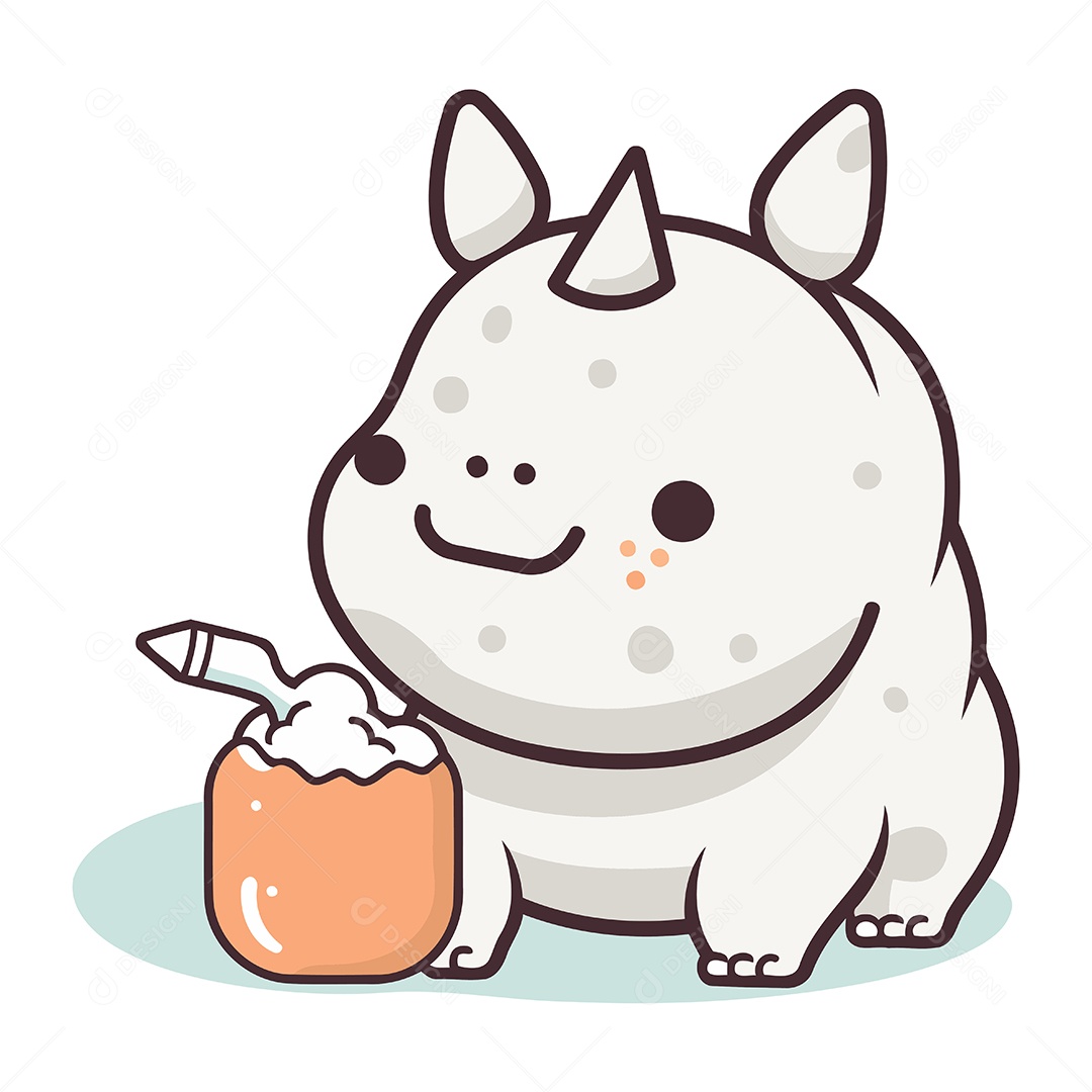 Rinoceronte de Desenho Animado Ilustração Vetor EPS