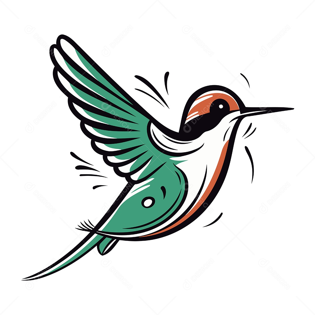 Beija Flor de Desenho Animado Ilustração Vetor EPS