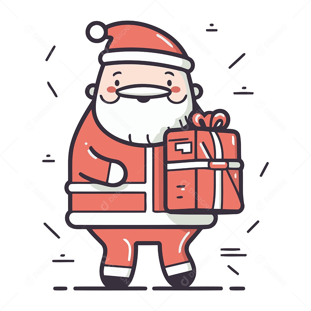 Papai Noel com Caixa de Presente Ilustração Vetor EPS