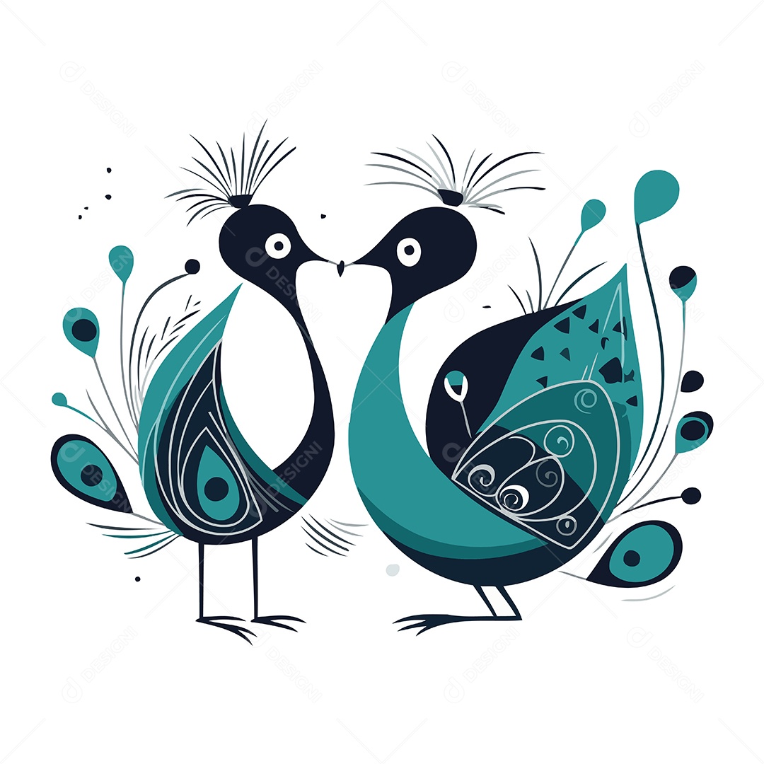 Pavões de Desenho Animado Ilustração Vetor EPS