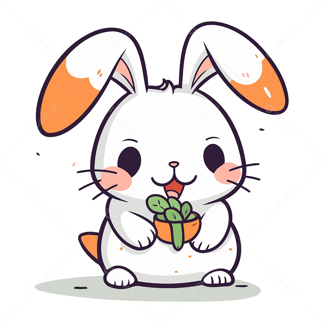 Coelho de Desenho Animado com Cenoura Ilustração Vetor EPS