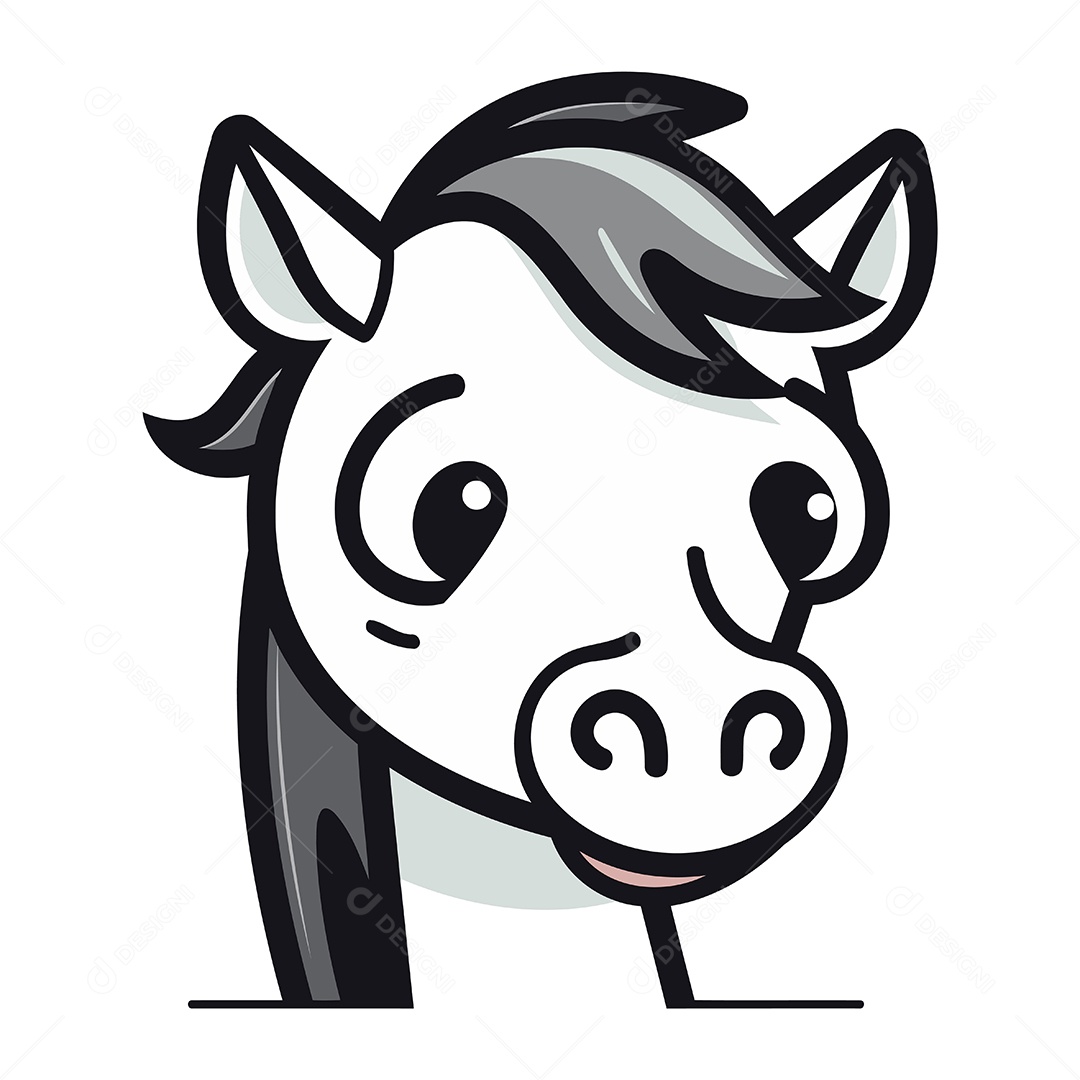 Cabeça de Cavalo Desenho Animado Ilustração Vetor EPS