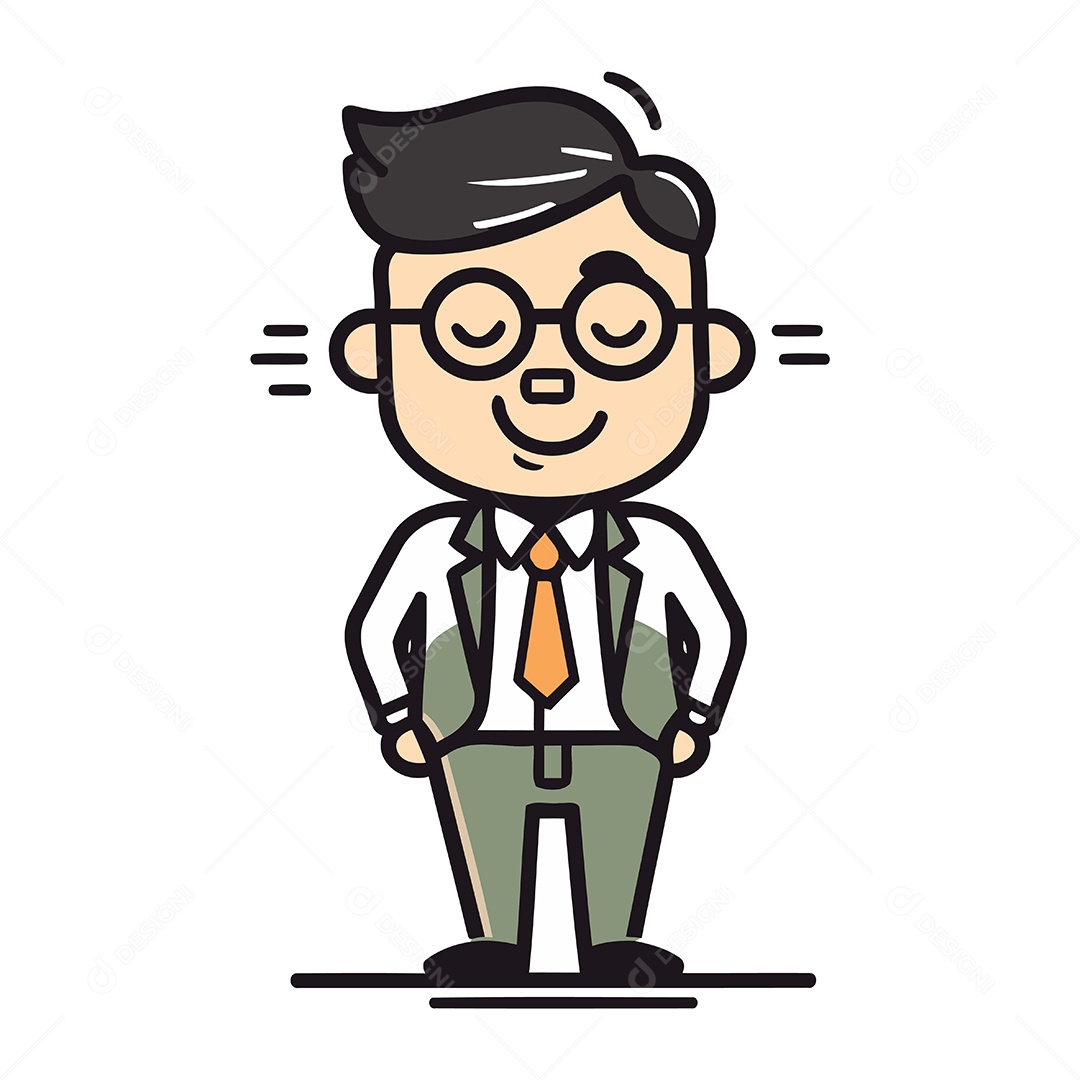 Empresário de Óculos e Gravata Ilustração Vetor EPS