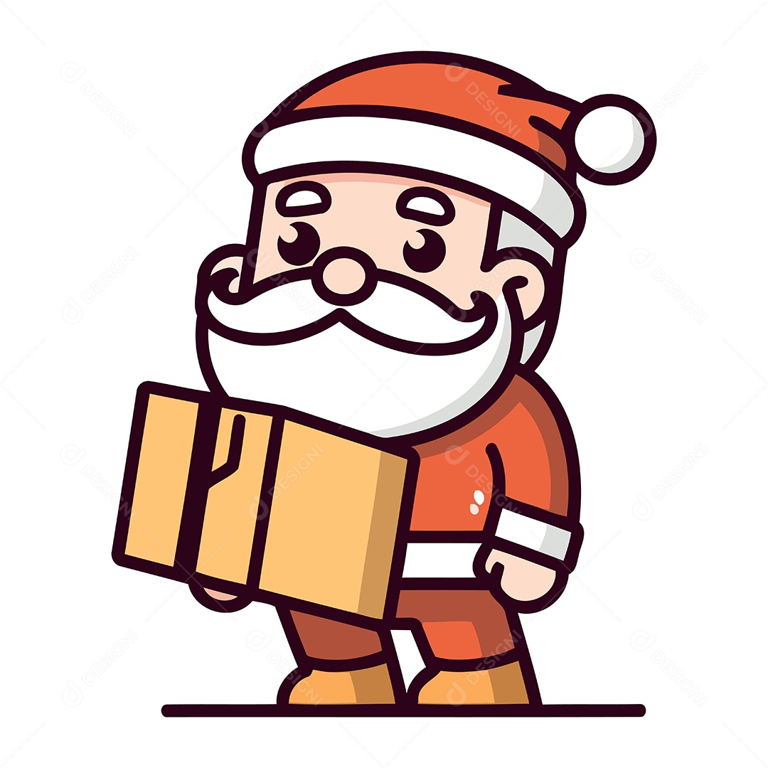 Papai Noel com um Presente na Mão Ilustração Vetor EPS