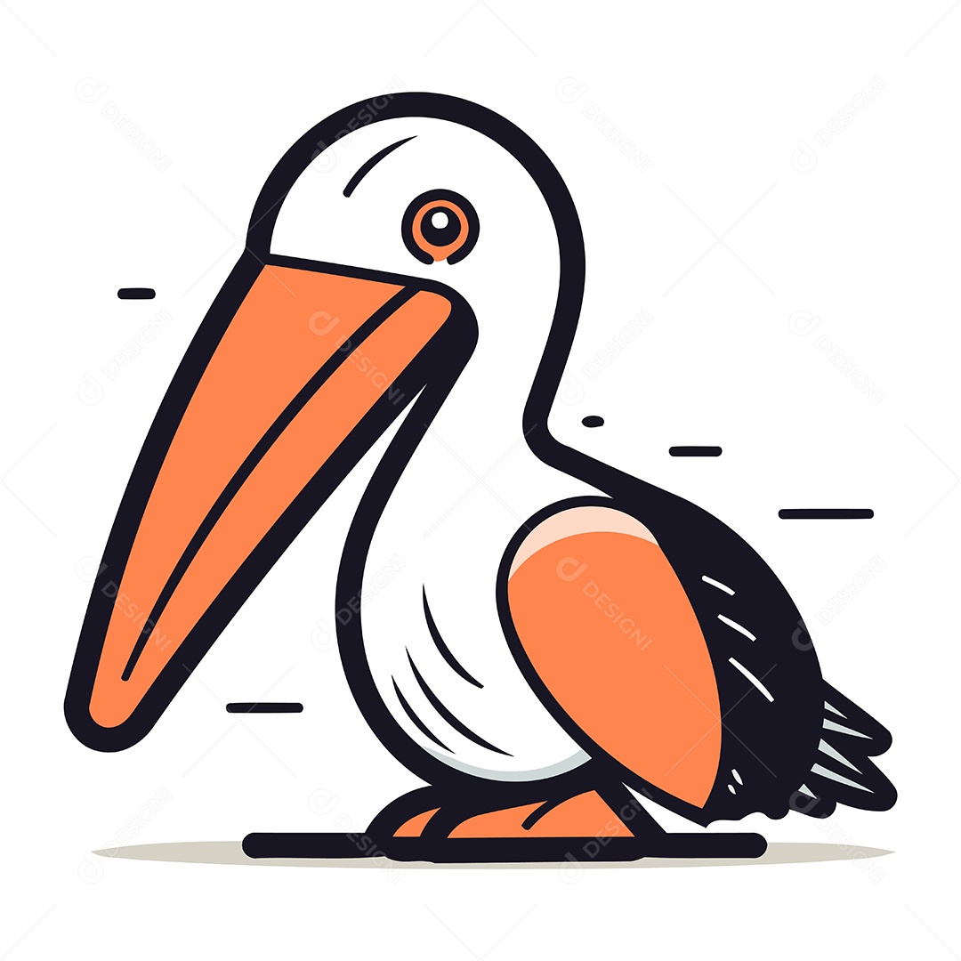 Pelicano de Desenho Animado Ilustração Vetor EPS