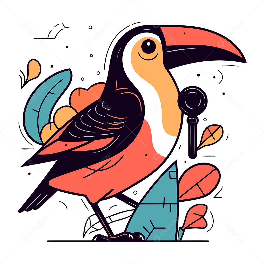 Tucano com Microfone Ilustração Vetor EPS