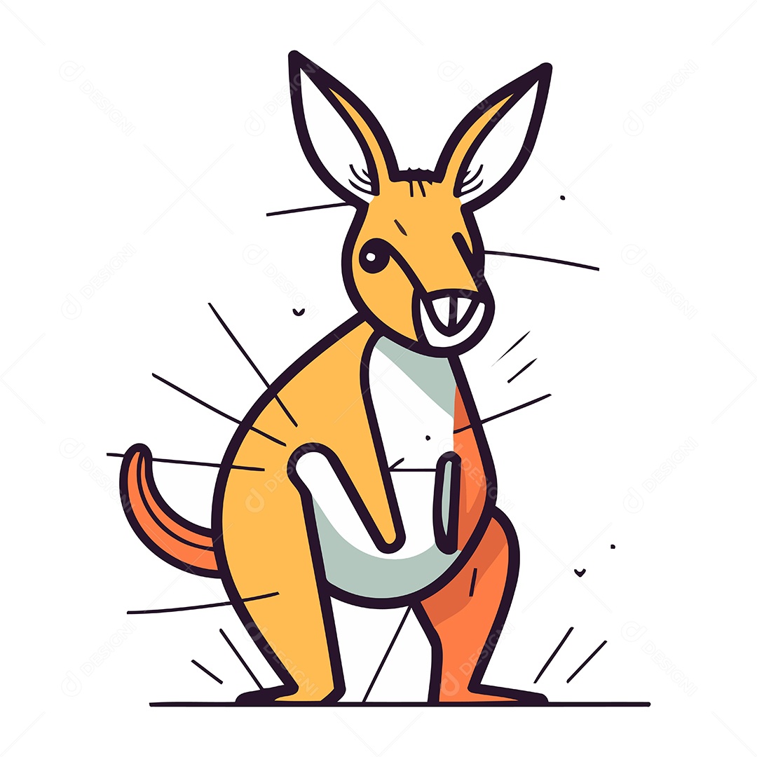Canguru de Desenho Animado Ilustração Vetor EPS