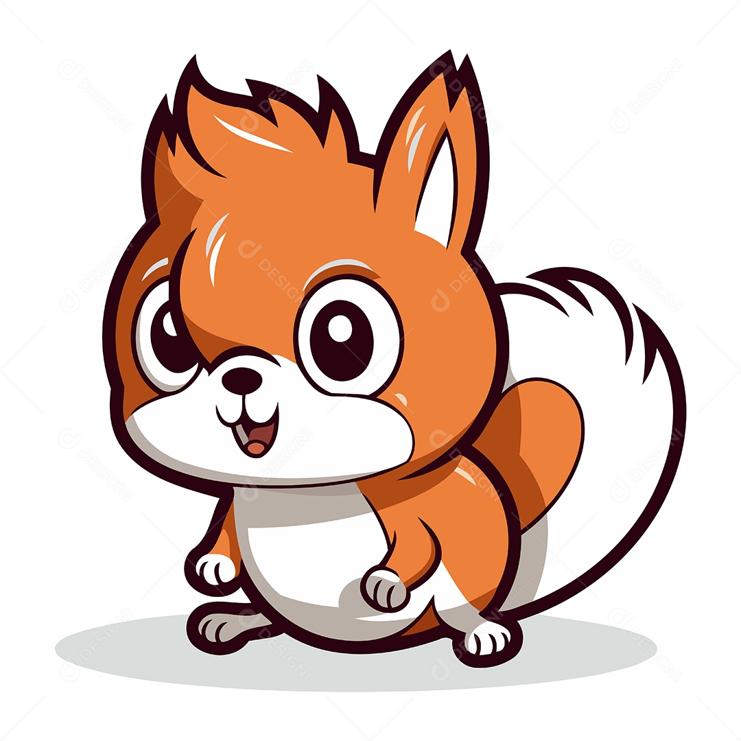 Esquilo Fofo de Desenho Animado Ilustração Vetor EPS