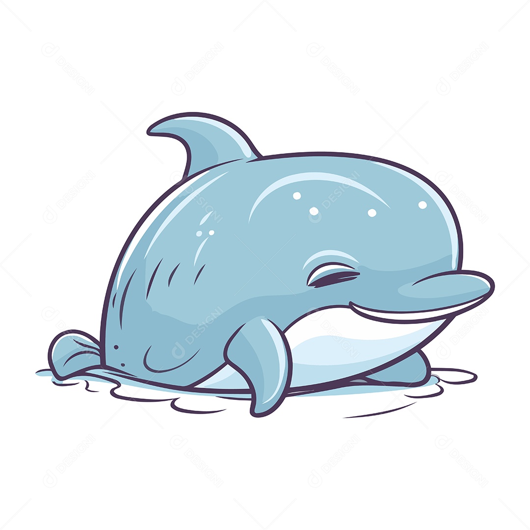 Baleia Fofa de Desenho Animado Ilustração Vetor EPS