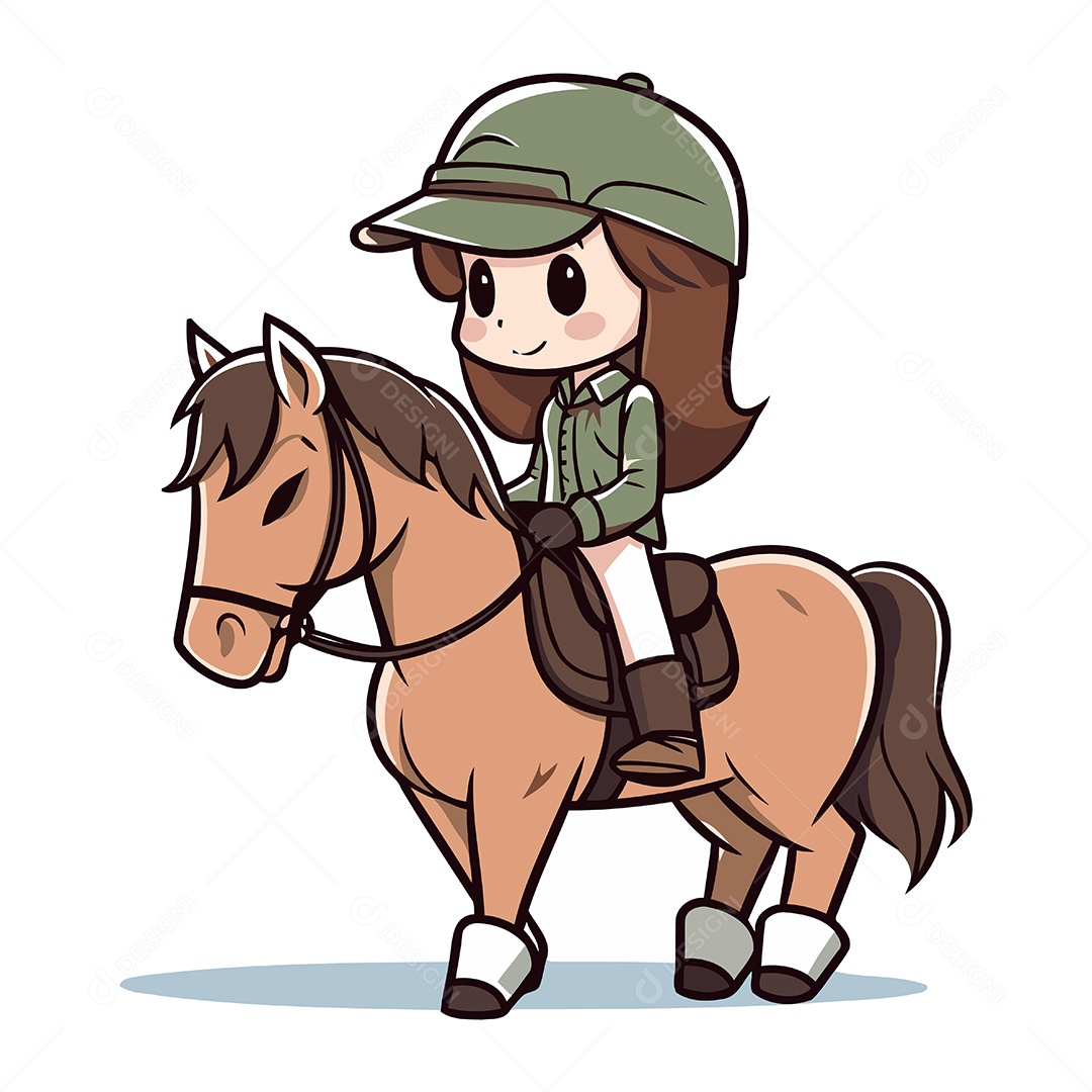 Garota Cavalgando Ilustração Vetor EPS