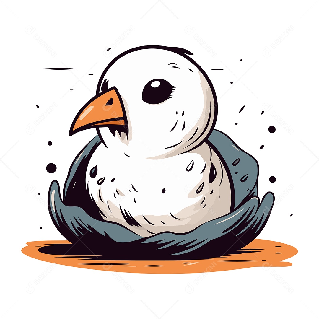 Pássaro de Desenho Animado em um Ninho Ilustração Vetor EPS