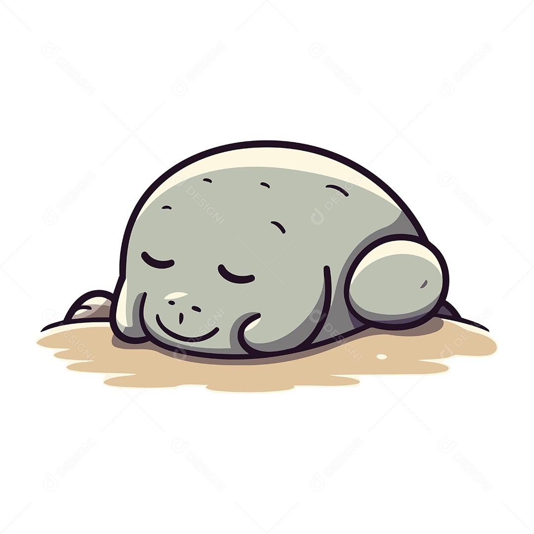 Foca de Desenho Animado Dormindo na Areia Ilustração Vetor EPS