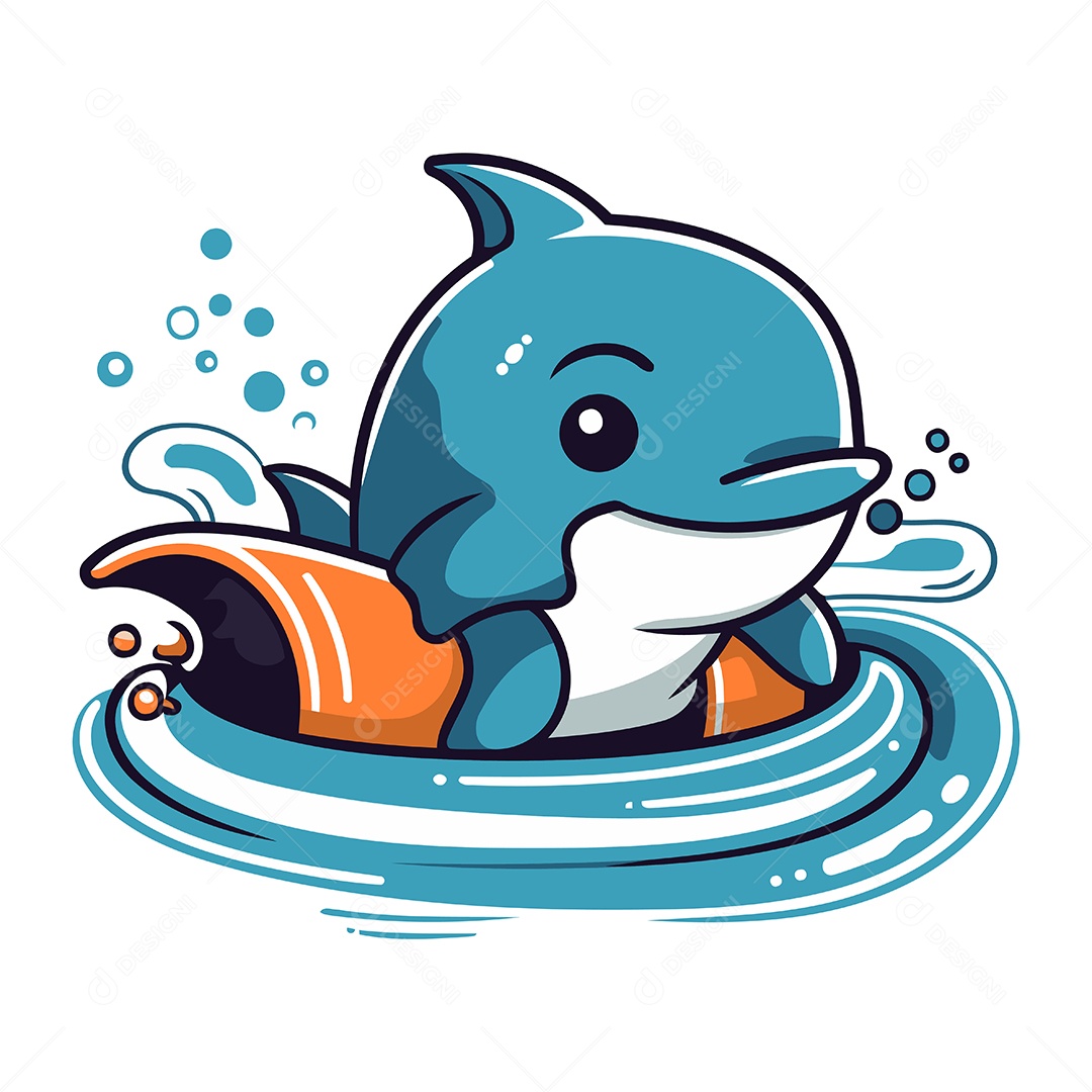 Golfinho de Desenho Animado Ilustração Vetor EPS