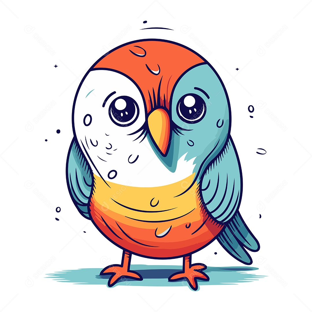 Pássaro Colorido de Desenho Animado Ilustração Vetor EPS