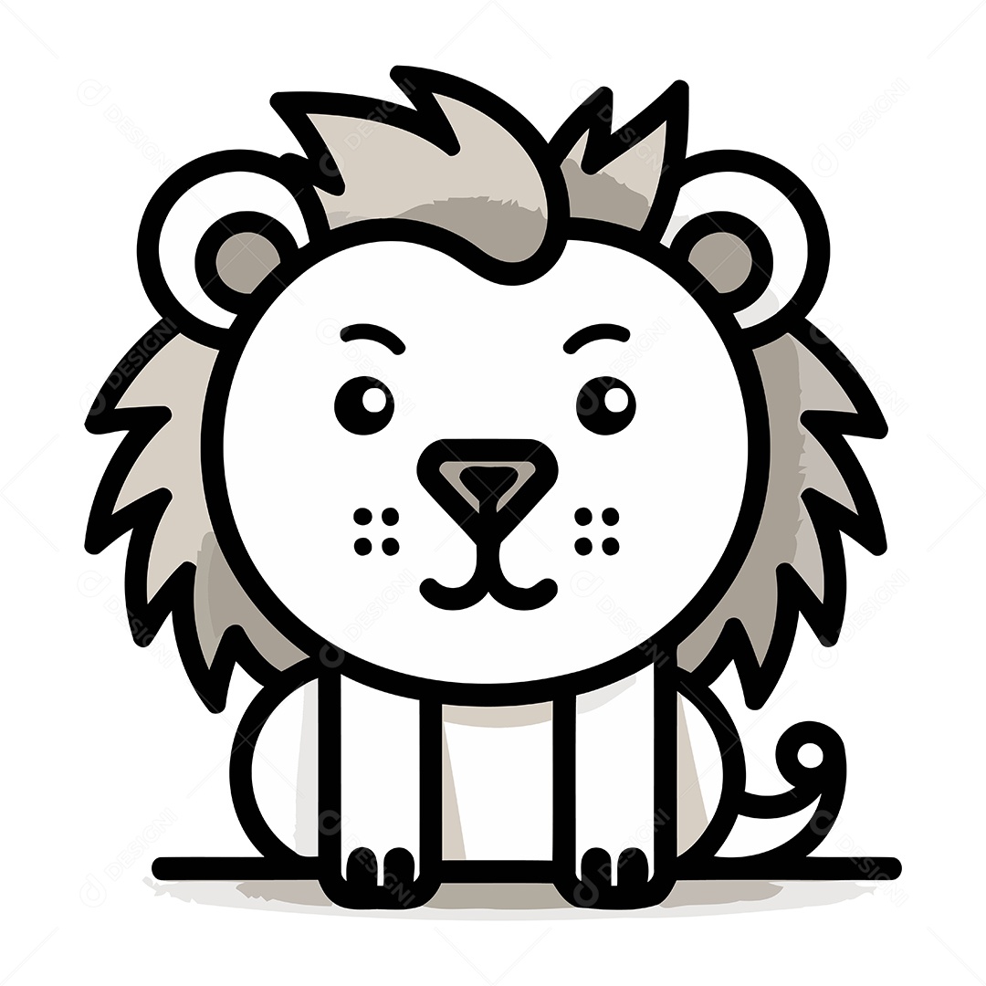 Leão de Desenho Animado Ilustração Vetor EPS