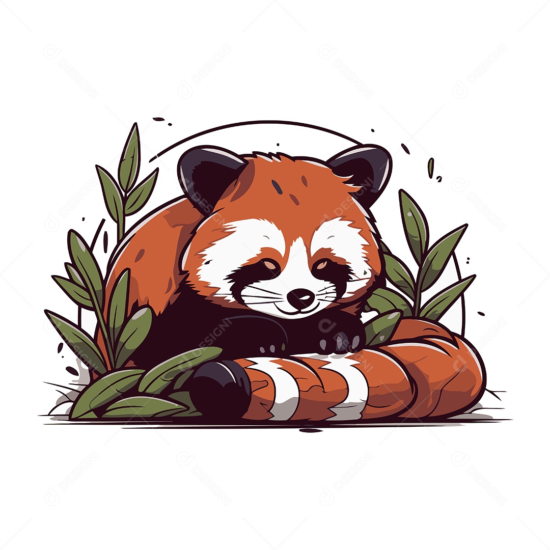 Panda Vermelho Fofo de Desenho Animado Ilustração Vetor EPS