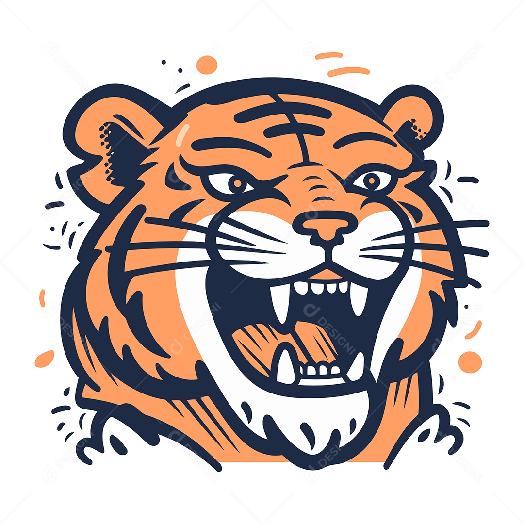 Cabeça de Tigre Desenho Animado Ilustração Vetor EPS